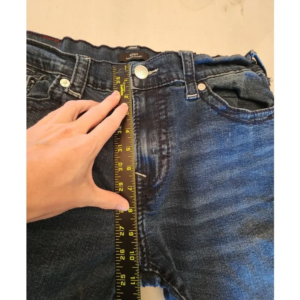 True Religion Men's Denim Ricky Straight Jean SZ 36 Flap Pockets